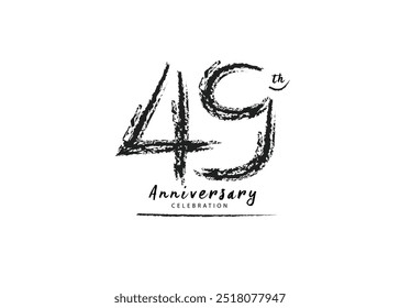 49 Years Anniversary Celebration logo black paintbrush vector, 49 number logo design, 49th Birthday Logo, happy Anniversary, Vector Anniversary For Celebration, poster, Invitation Card