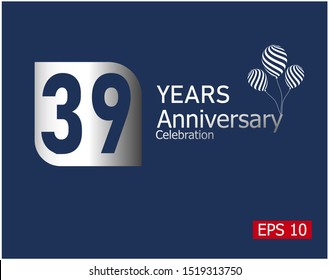 49 years anniversary celebration logotype with silver color isolated on blue background