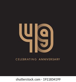49 years anniversary celebration logotype with modern number gold color for celebration