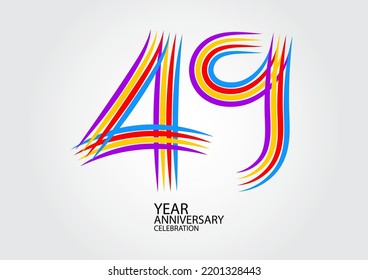 49 years anniversary celebration logotype colorful line vector, 49th birthday logo, 49 number design, Banner template, logo number elements for invitation card, poster, t-shirt.
