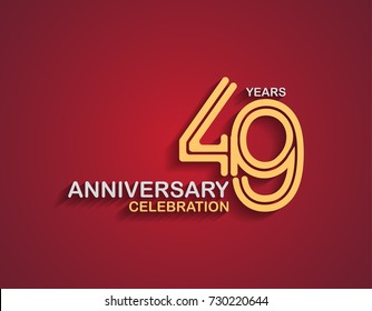 49 years anniversary celebration logotype with linked number gold and silver color isolated on red color. vector anniversary for celebration, invitation card, and greeting card