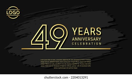 49 years anniversary celebration, anniversary celebration template design with gold color isolated on black brush background. vector template illustration