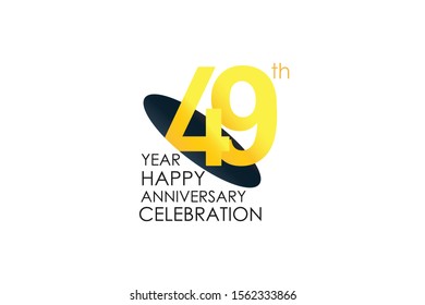 49 years anniversary celebration Yellow Color Design logotype. anniversary logo isolated on White background, vector Horizontal number design for celebration, invitation card, and greeting - Vector