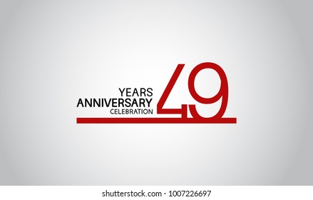 49 years anniversary design with simple line red color isolated on white background for celebration