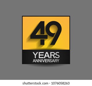 49 years anniversary design square style yellow and black color isolated on gray background for celebration event