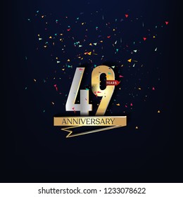 49 years anniversary design template Vector and illustration . Gold colab with silver and dark background.
Gliter