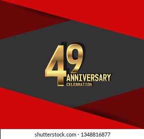 49 years Anniversary gold font with red fold on above and below font