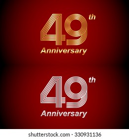 49 years anniversary Gold and Silver Template logo