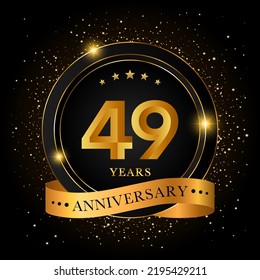 49 Years Anniversary. Golden anniversary celebration template design, Vector illustrations.