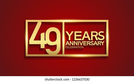 49 years anniversary golden color inside square for celebration event