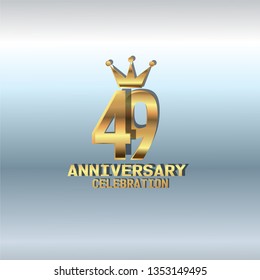 49 years Anniversary golden font and crown  with silver background. simple design with golden number and golden text with silver background.  My all design can see in my port