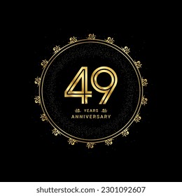 49 years anniversary with a golden number in a classic floral design template