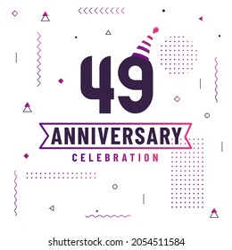 49 years anniversary greetings card, 49 anniversary celebration background free vector.