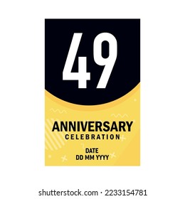 49 years anniversary invitation card  design, modern design elements, white background vector design