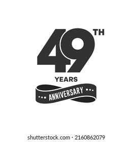 49 years anniversary logo with black color for booklet, leaflet, magazine, brochure poster, banner, web, invitation or greeting card. Vector illustrations.