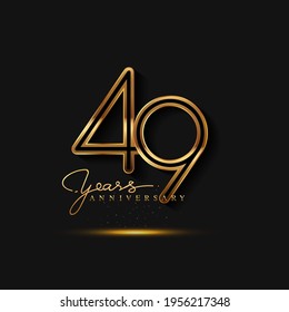 49 Years Anniversary Logo Golden Colored isolated on black background, vector design for greeting card and invitation card