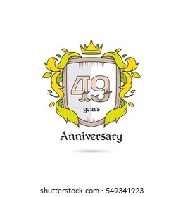 49 Years Anniversary Logo Using Heraldic Theme, Colorful and Isolated on white background
