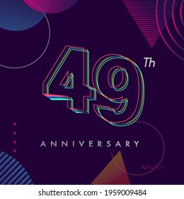 49 years anniversary logo, vector design birthday celebration with colorful geometric background and circles shape.