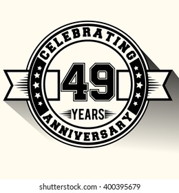 49 years anniversary logo vintage emblem. Retro vector background.