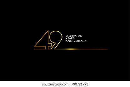 49 Years Anniversary logotype with golden colored font numbers made of one connected line, isolated on black background for company celebration event, birthday