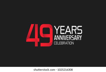 49 years anniversary logotype simple design with red and white color isolated on black background