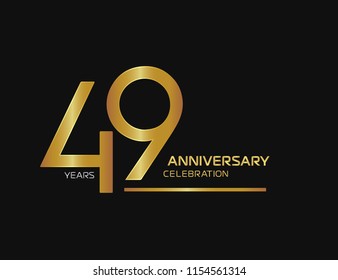 49 years anniversary logotype with single line golden and silver color for celebration