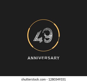 49 years anniversary logotype style with silver and gold color, ring 