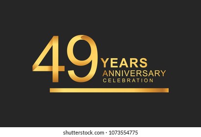 49 years anniversary logotype with under line golden color for anniversary celebration