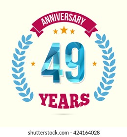 49 Years Anniversary with Low Poly Design and Laurel Ornaments