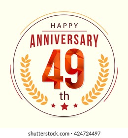 49 Years Anniversary with Low Poly Design and Laurel Ornaments