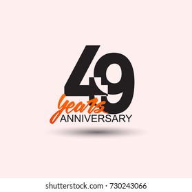 49 years anniversary simple design with negative style and yellow color isolated in white background