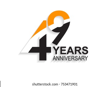 49 years anniversary simple design with white slash in orange and black number for celebration event