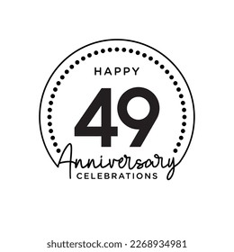 49 years anniversary. Anniversary template design concept, monochrome, design for event, invitation card, greeting card, banner, poster, flyer, book cover and print. Vector Eps10