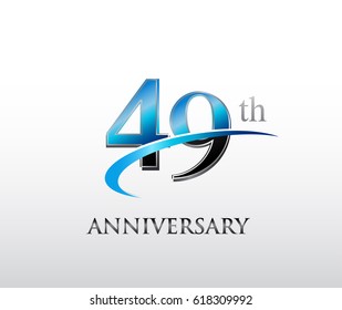 49 years anniversary Template logo with swoosh