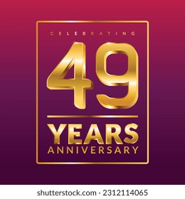 49 years anniversary vector banner template.birthday celebration banner with Golden numbers