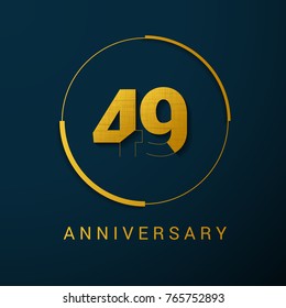 49 Years Anniversary Vector Logo Design Isolated on Dark Background
