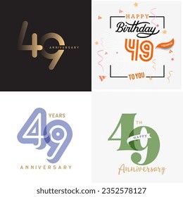 49 years anniversary vector number icon, birthday logo label, anniversary design