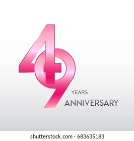 49 years pink anniversary. with overlapping number. for business, corporate, wedding, love, valentine logo celebration