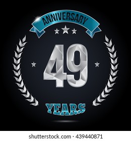 49 Years Silver anniversary logo, low poly design number