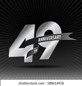 49 years silver anniversary logo celebration with ring and ribbon.