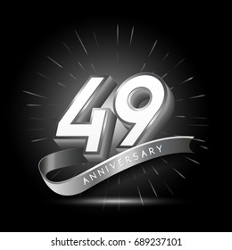 49 years silver anniversary logo celebration with firework and ribbon