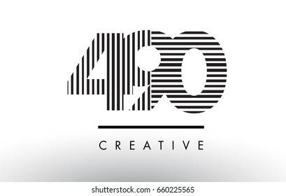 490 Black and White Number Logo Design with Vertical and Horizontal Lines.