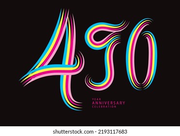 490 number design vector, graphic t shirt, 490 years anniversary celebration logotype colorful line,490th birthday logo, Banner template, logo number elements for invitation card, poster, t-shirt.