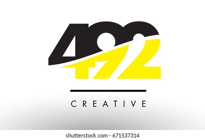 492 Black and Yellow Number Logo Design cut in half.
