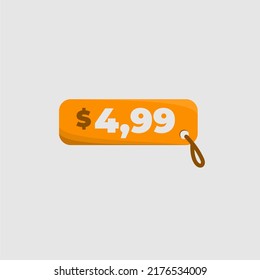 $4.99 price tag icon vectorized orange