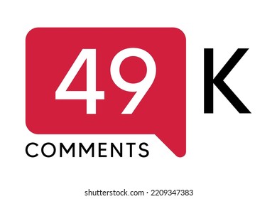 49K Comment banner template Vector illustration. Social Media Text. Amazing red color symbol on a white background