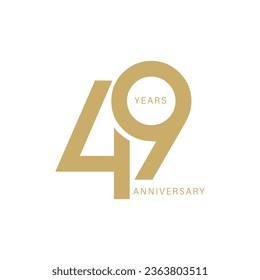 49th, 49 Years Anniversary Logo, Golden Color, Vector Template Design element for birthday, invitation, wedding, jubilee and greeting card illustration.