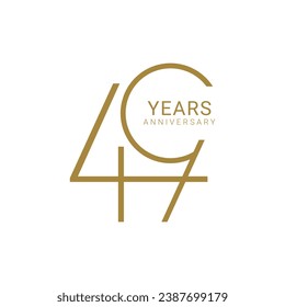 49th, 49 Years Anniversary Logo, Golden Color, Vector Template Design element for birthday, invitation, wedding, jubilee and greeting card illustration.