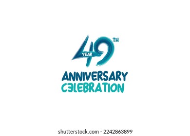 49th, 49 years, 49 year anniversary celebration fun style logotype. anniversary white logo with green blue color isolated on white background, vector design for celebrating event