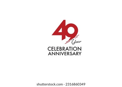 49th, 49 years, 49 year anniversary with red color isolated on white background, vector design for celebration vector